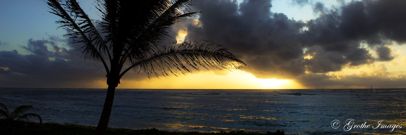 Sunrise over the Pacific Ocean, Kauai, Hawaii